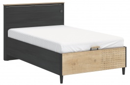 Studentská postel 120x200cm s úložným prostorem a USB Sirius - dub černý/dub zlatý