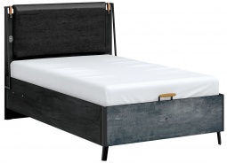 Studentská postel 120x200cm s úložným prostorem a USB Nebula - černá/šedá