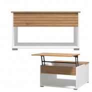 Konferenční stolek se zvedací deskou Lift - bílá/dub artisan